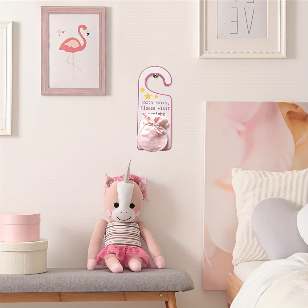 Kids' Tooth Fairy Door Hanger Pillow Pouch for Lost Teeth Boys Girls