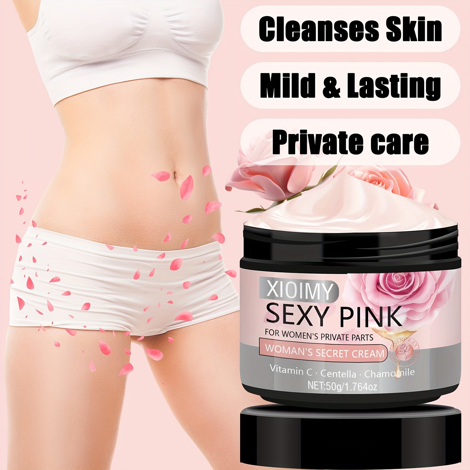 Private Part Moisturizing Cream 1.764oz Hypoallergenic with Rose Vitamin C for Sensitive Skin