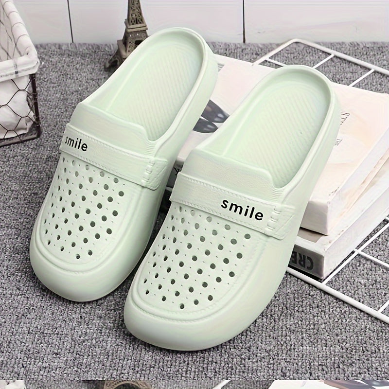 Women's Black EVA Flat Bottom Anti-slip Beach Slip-Ons