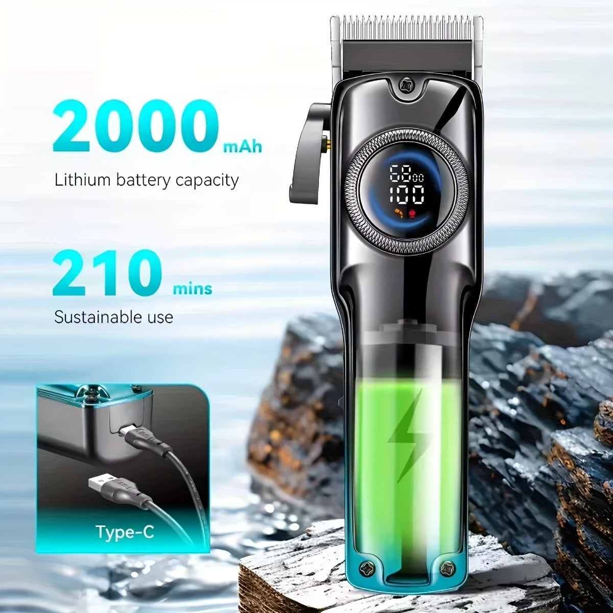 Electric Hair Clippers for Men Fast-Charging Lithium Battery