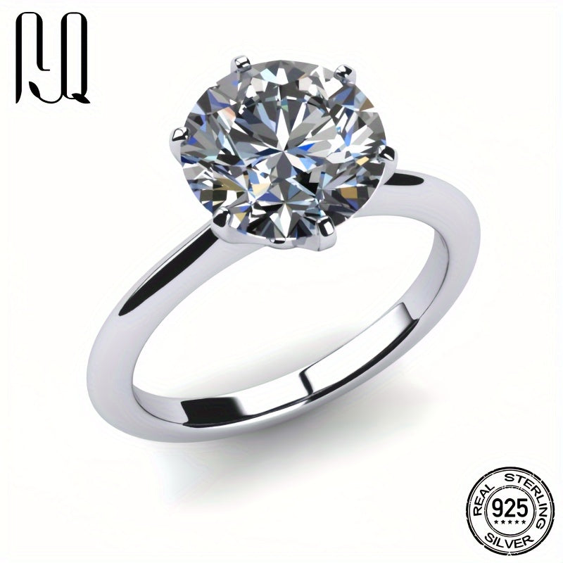 Серебряное кольцо с классической шестигранной оправой из моиссанита, вечный и элегантный дизайн, идеально подходящее для женского обручения, предложения, годовщины или подарка на день рождения.