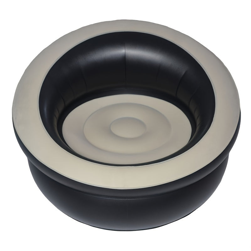 Sofá inflable gris clásico de PVC con flocking, duradero, cómodo y portátil