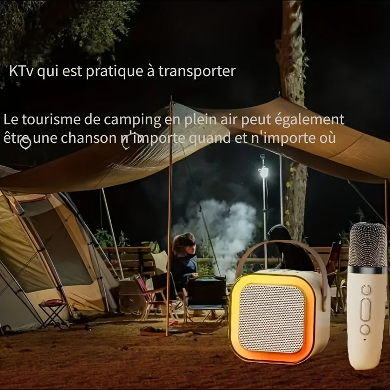 Wireless Karaoke Speaker with Microphones and Dynamic Lights for Home and Outdoor Use