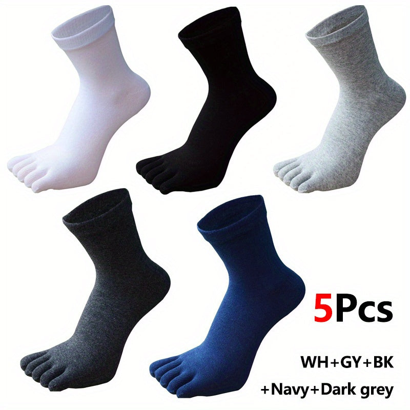 Men's Breathable Toe Socks Sports Novelty Knit Polyester Solid