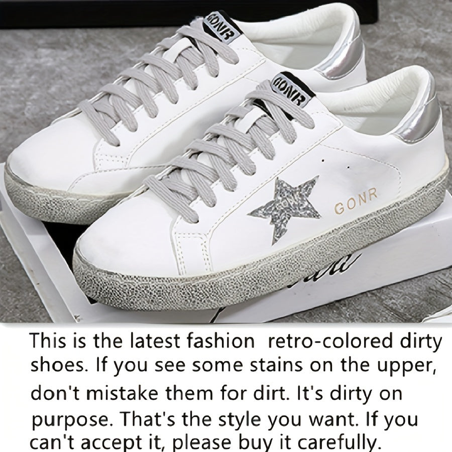 Women's Star Pattern Loafers Microfiber Sequin White Sizes 34-44