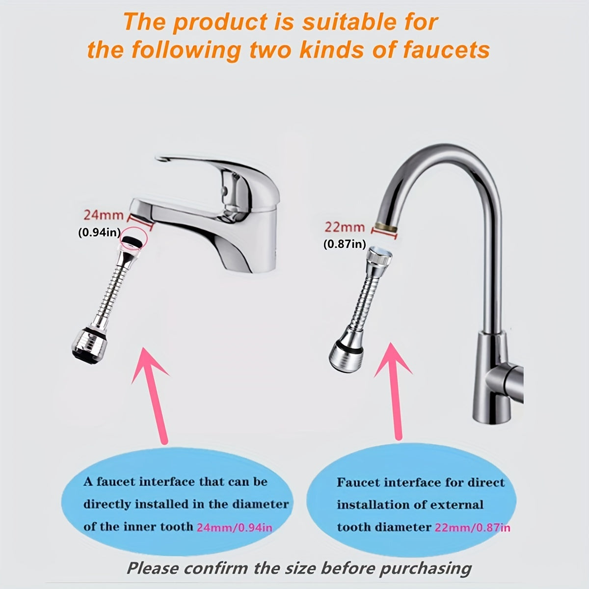 Universal Kitchen Faucet Extension with Anti-Splash for Vegetable Washing and Basin Pool