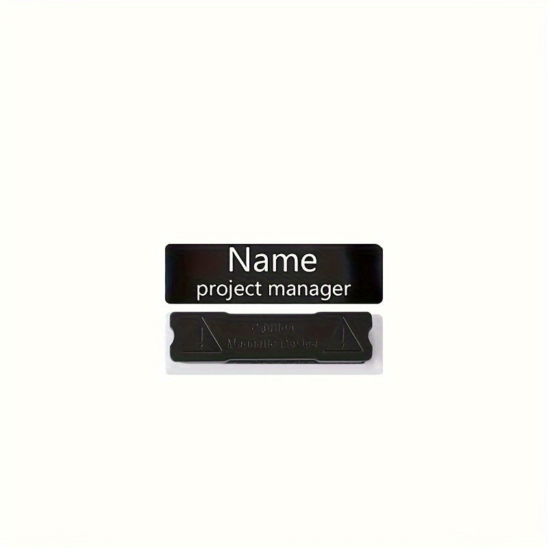 Personalized Name Badge with Magnetic Pin, Custom Engraved Job Title Tag