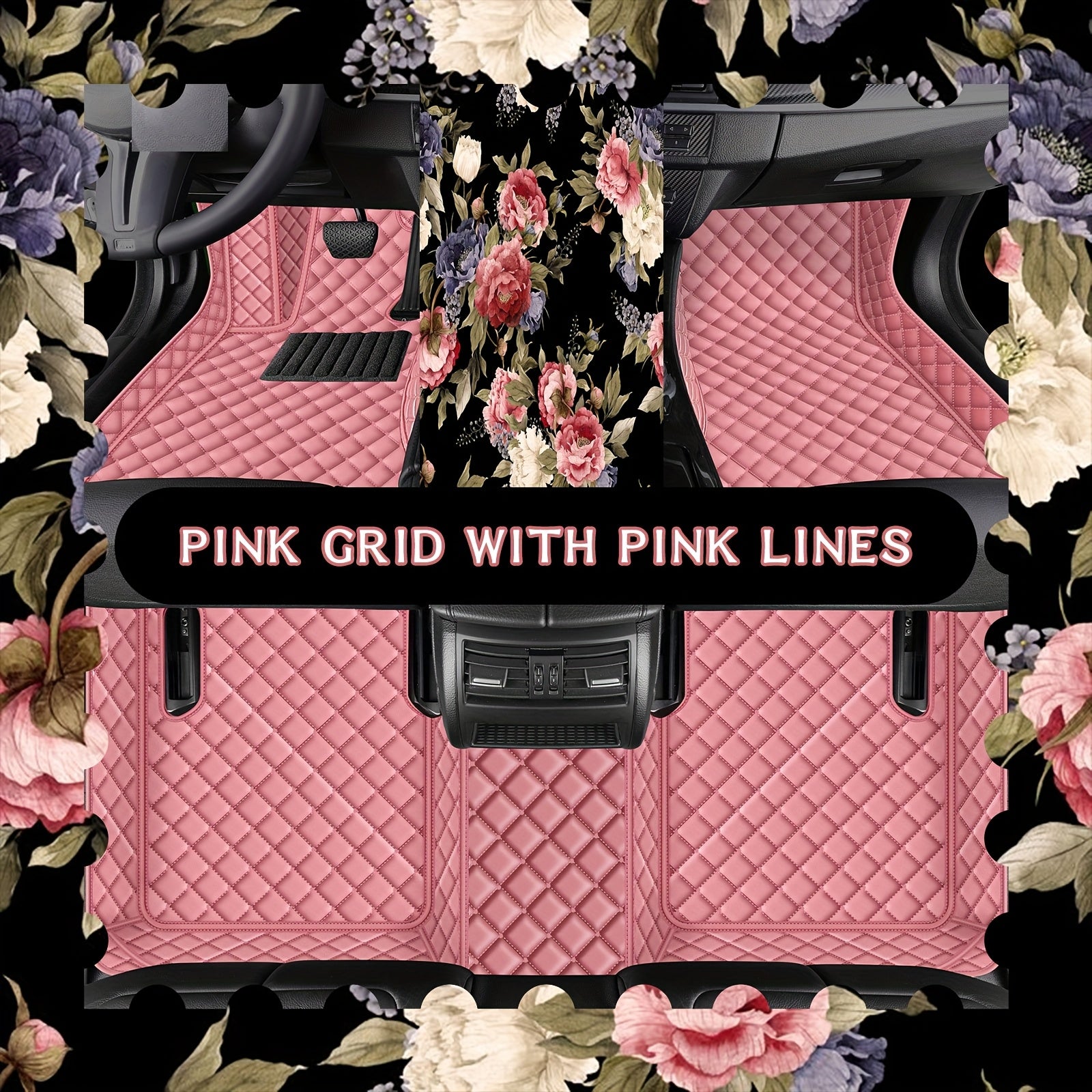 Car Floor Mat Set Faux Leather All-Weather Protect for SUV Passenger