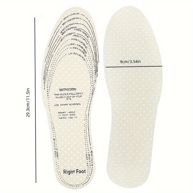 Mens Womens Cotton Latex Insoles Breathable Punched Design Size 36-46