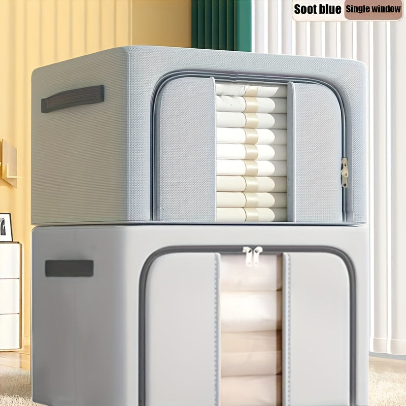 Caja de almacenamiento con marco de acero y ventana de PVC para organización de ropa y plegado