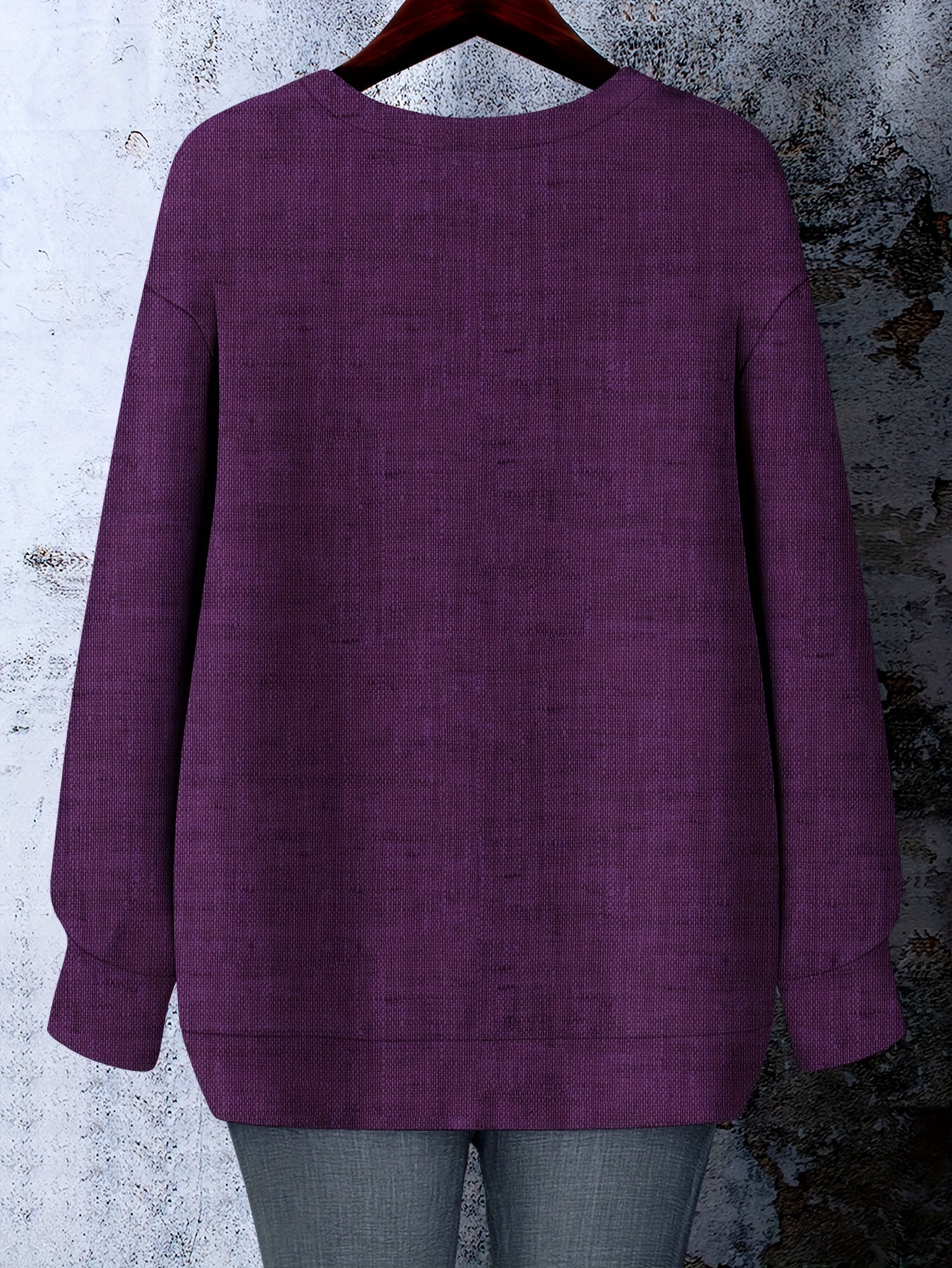 Женский повседневный свитшот с круглым вырезом больших размеров с цветочным принтом, фиолетовый и зеленый, ботанический стиль