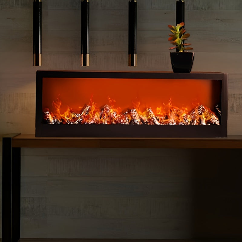 Лампа-таблица в стиле ар-деко с камином, 60 см, с USB-питанием, фантазийный пластик, прямоугольный абажур