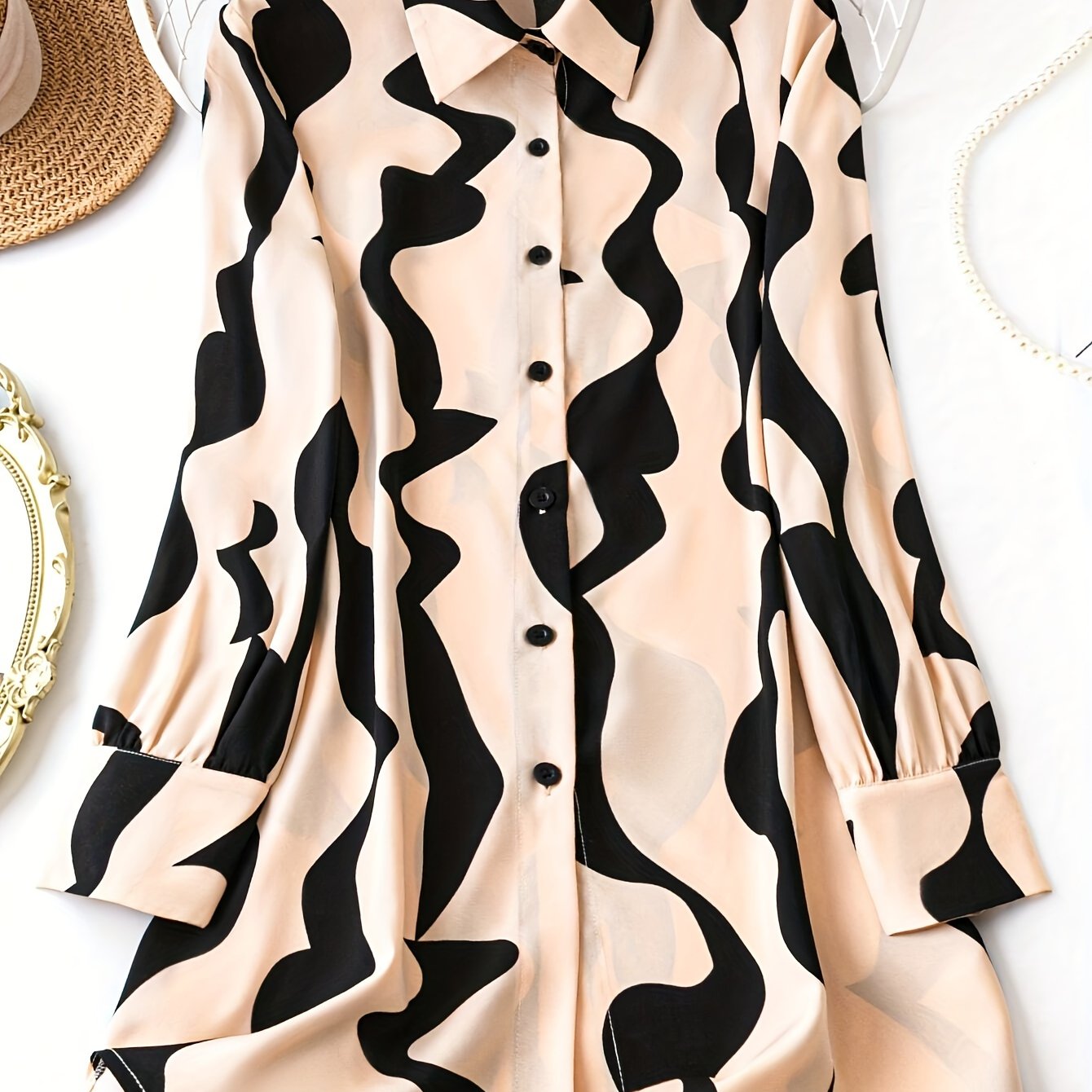 Women's Floral Print Long Sleeve Shirt Casual Woven Polyester Spring Fall Button-Up Collar