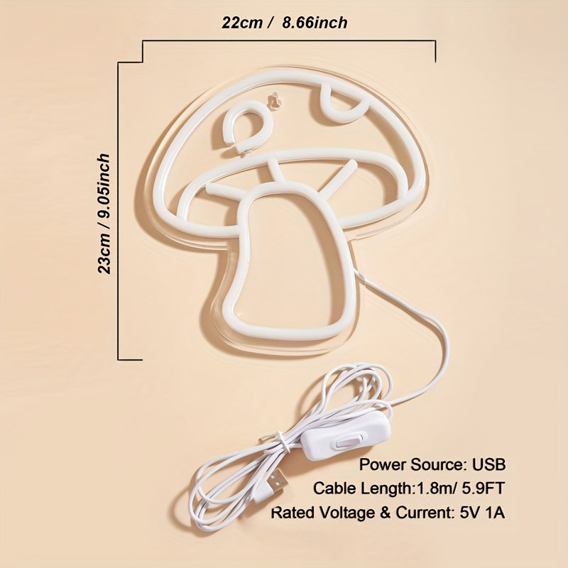 Mushroom-Shaped LED Neon Sign for Bedroom Decor Parties Weddings Holidays