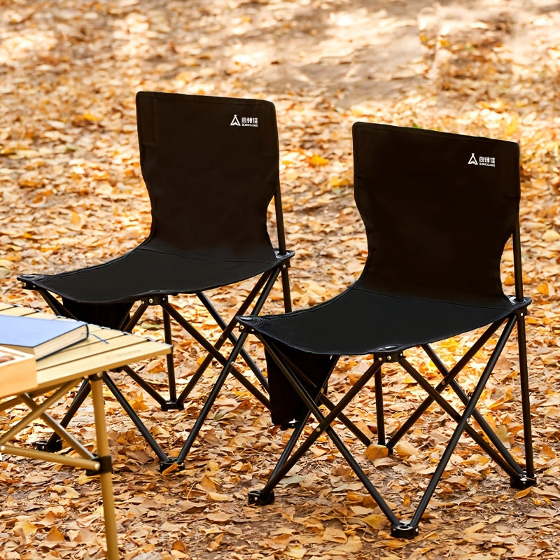 Portable Folding Chair with Backrest Steel Frame for Camping and Fishing