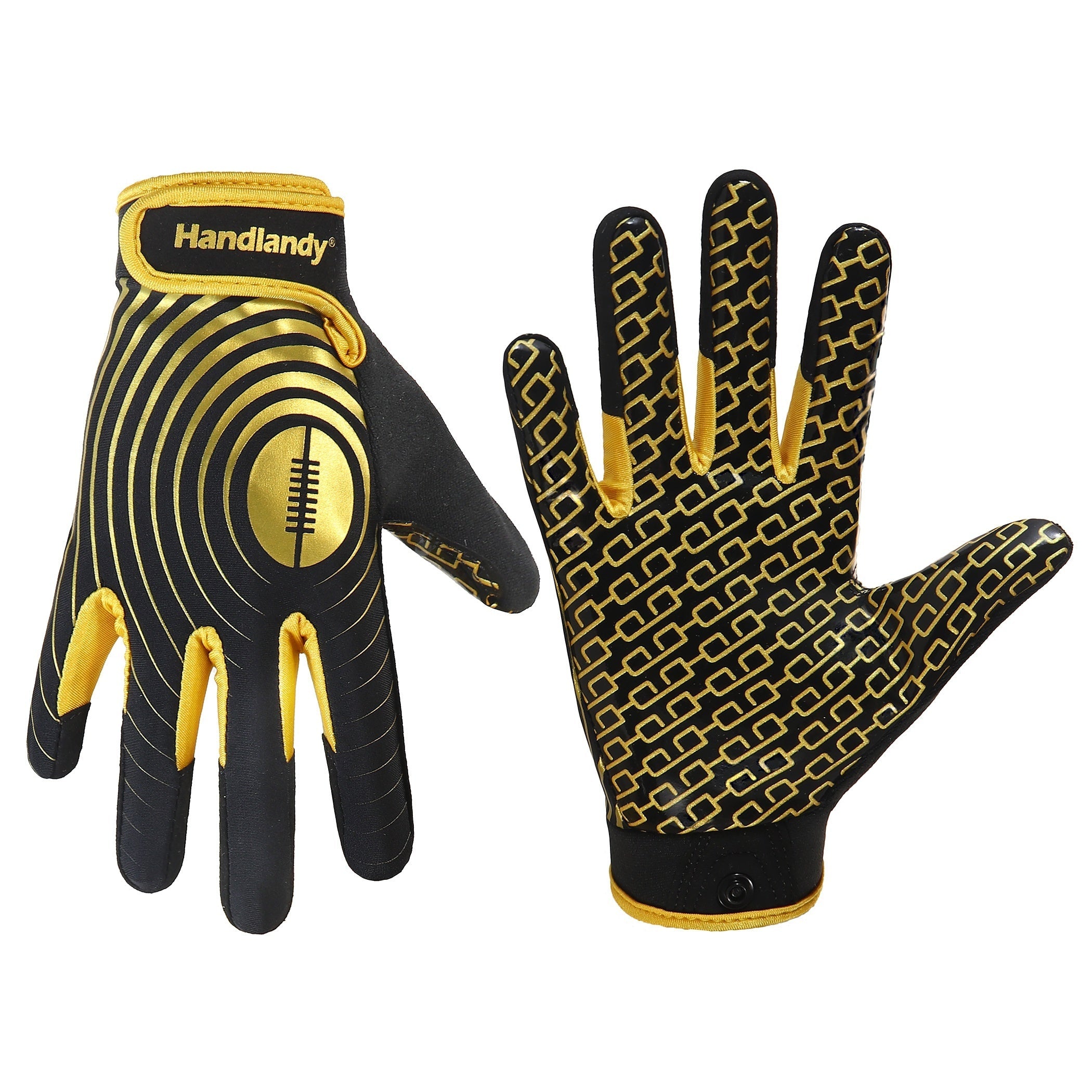 Adjustable Football Gloves with Sticky White and Gold Receiver Palms