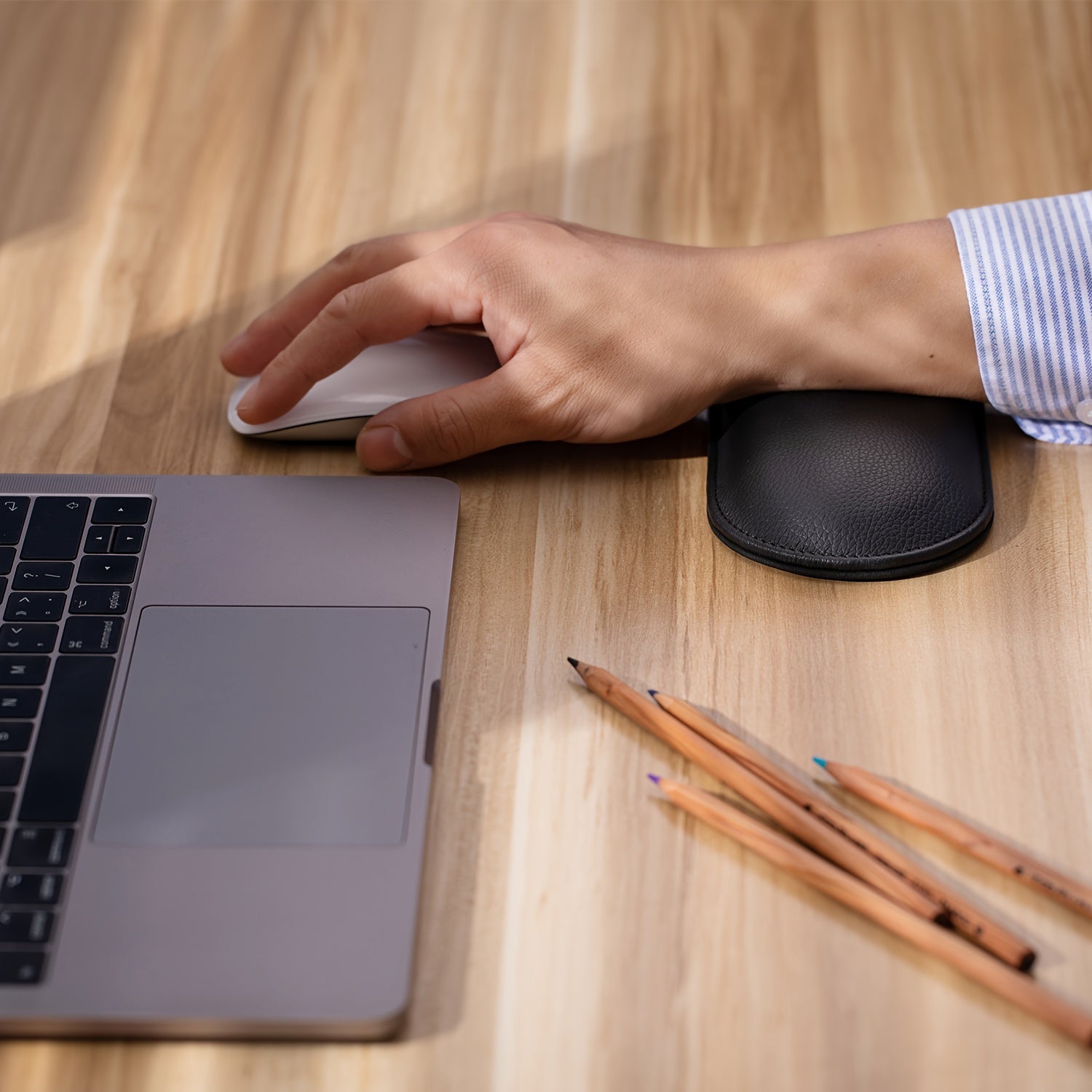 Black Desk Keyboard Wrist Support Pad Set with Mouse Cushion Memory Foam Non-Slip