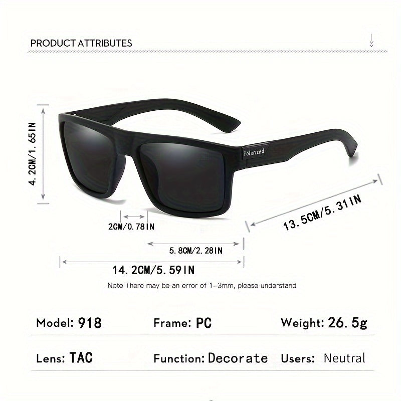 Square Fashion Glasses for Men and Women Polycarbonate Frame Decorated Mirror Polarized Photo Prop