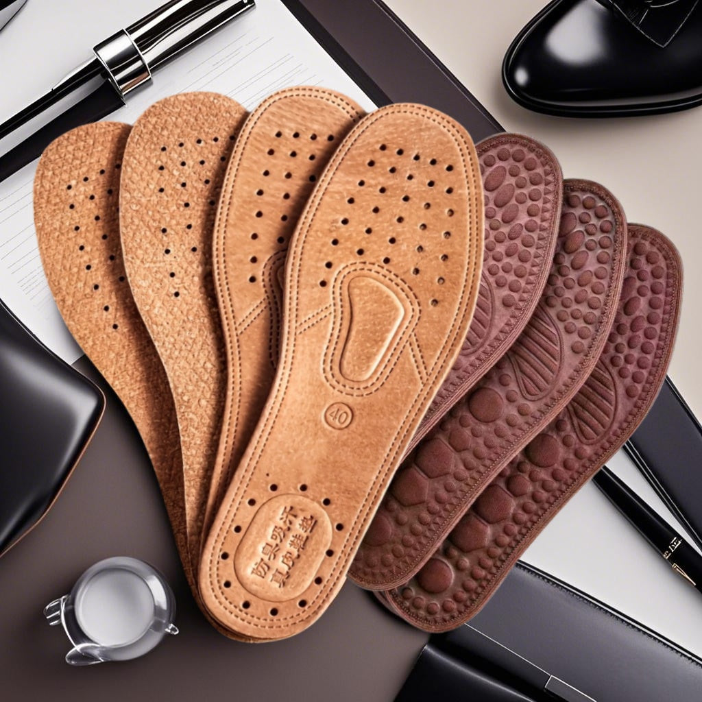 Unisex Breathable Artificial Leather Shoe Insoles Sweat Absorbent Odor Resistant