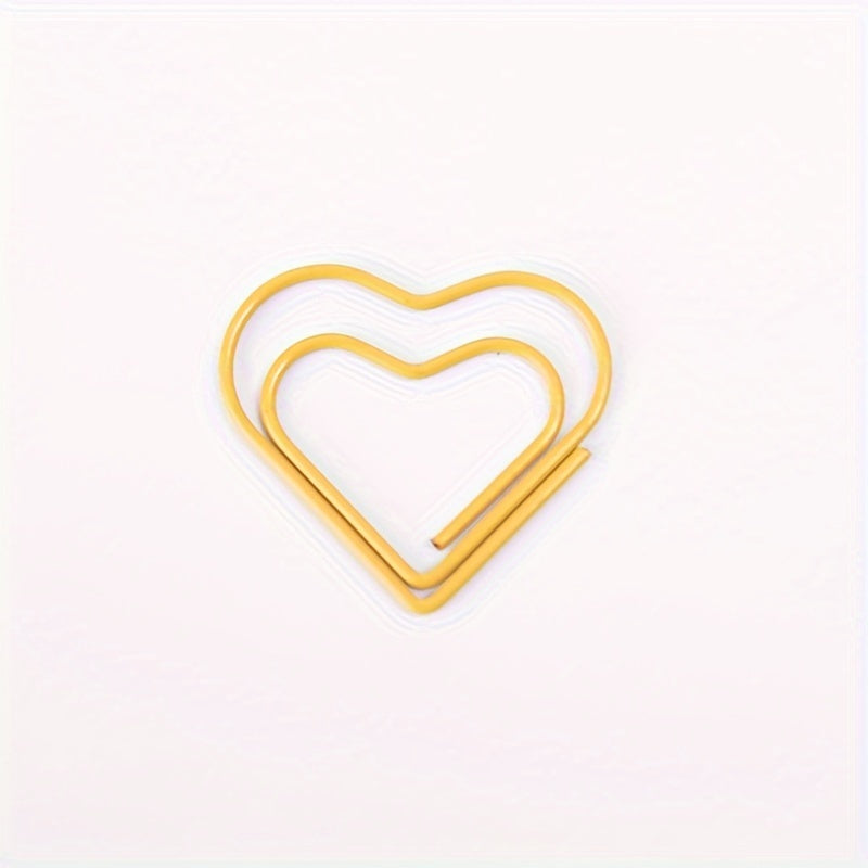 50 Colorful Heart-Shaped Iron Paper Clips for Document Organization