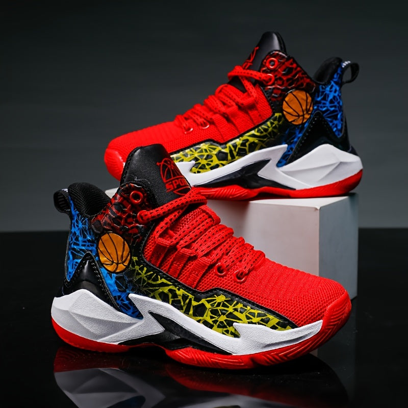 Kids' Mid-Top Athletic Sneakers with Stripe Pattern Breathable All-Season for Boys and Girls