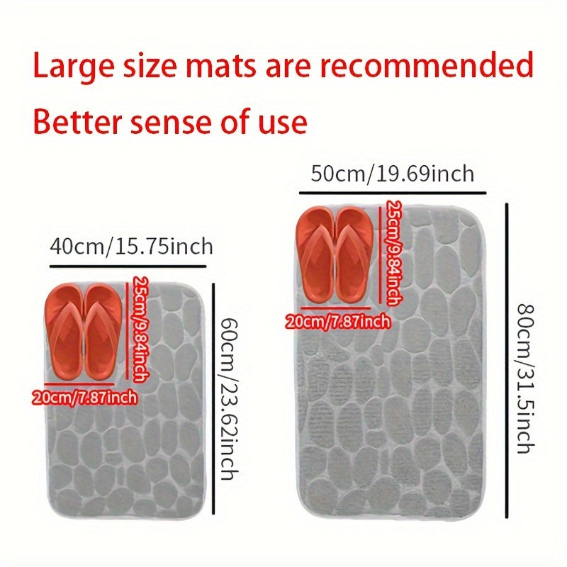 Alfombra de baño de piedra de adoquines, absorción de agua, antideslizante, versátil para baño y dormitorio