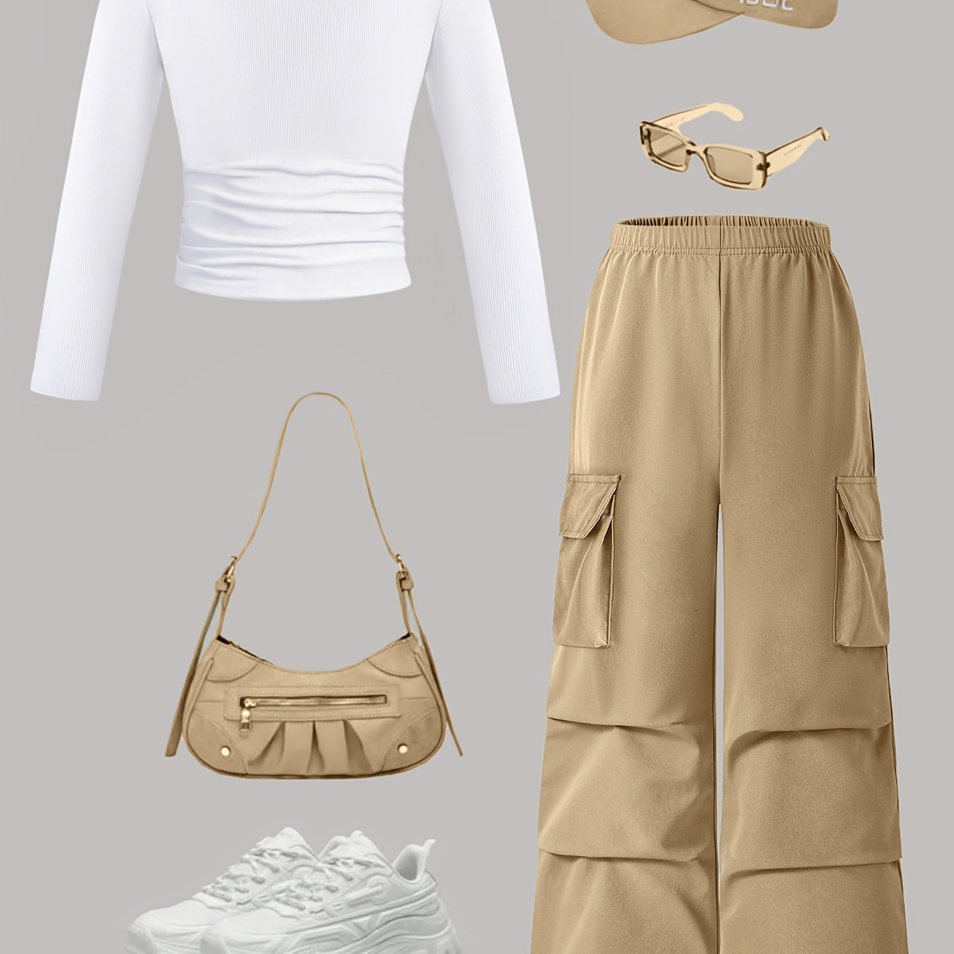 Conjunto de dos piezas de otoño para niños, camiseta de manga larga y pantalones de pierna ancha, poliéster sólido