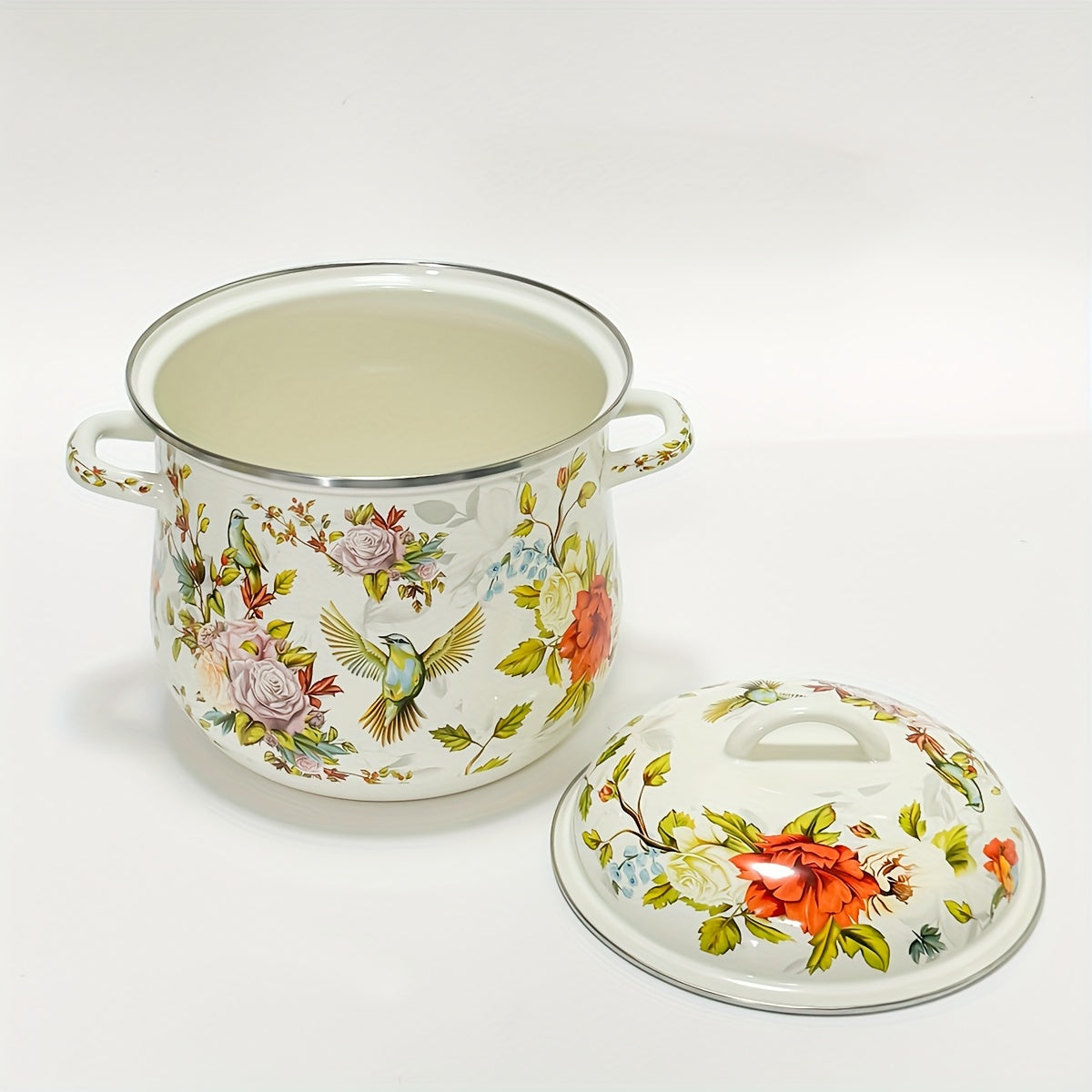 Enamel Soup Pot 117oz Large Stovetop Stew and Serving Cookware