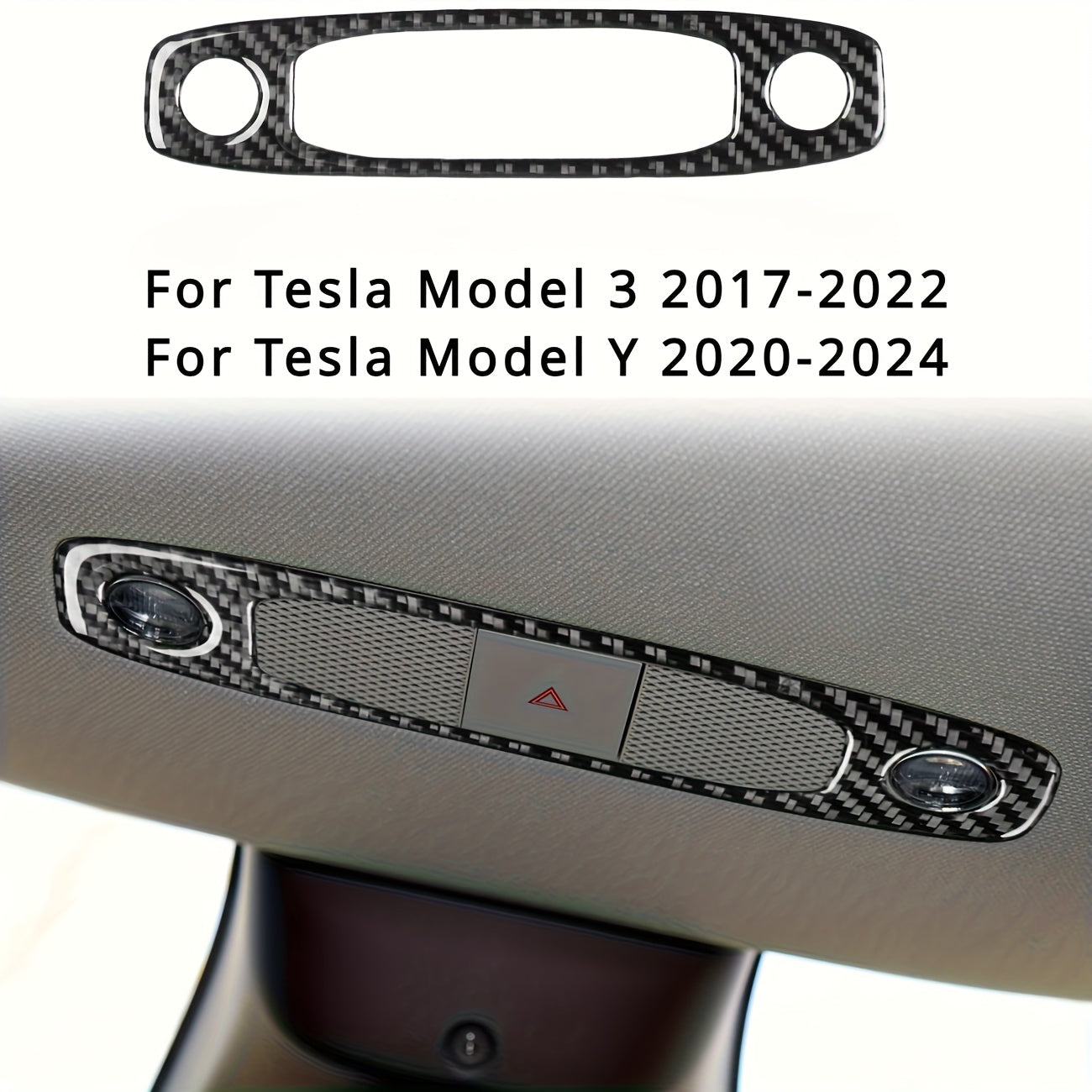 Car Interior Reading Light Control Panel Cover Real Carbon Fiber Decorative Sticker for Tesla Model 3 and Y