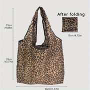 Leopard Print Foldable Shopping Bag Polyester Travel Storage
