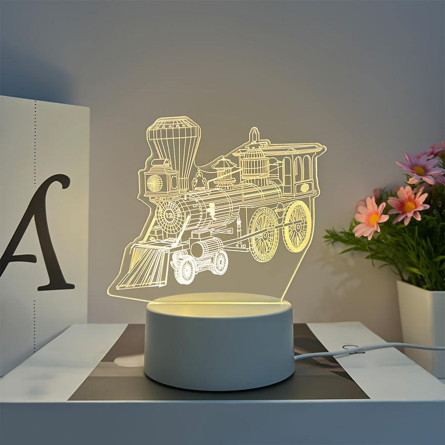 3D Train Night Light LED Warm Light for Bedroom Study Gaming Room Gift