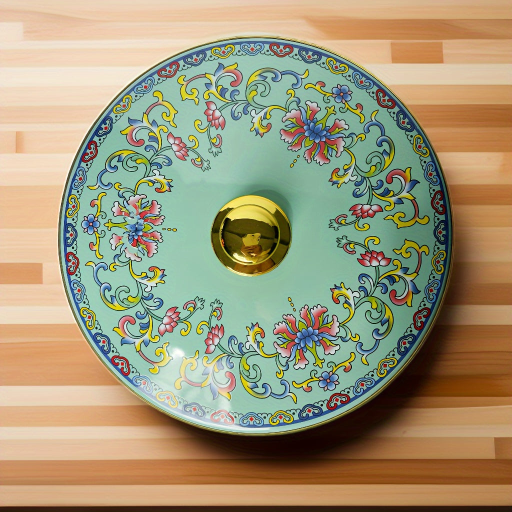 Enamel Mixing Bowl with Lid, Large Salad Basin for Kitchen and Dining