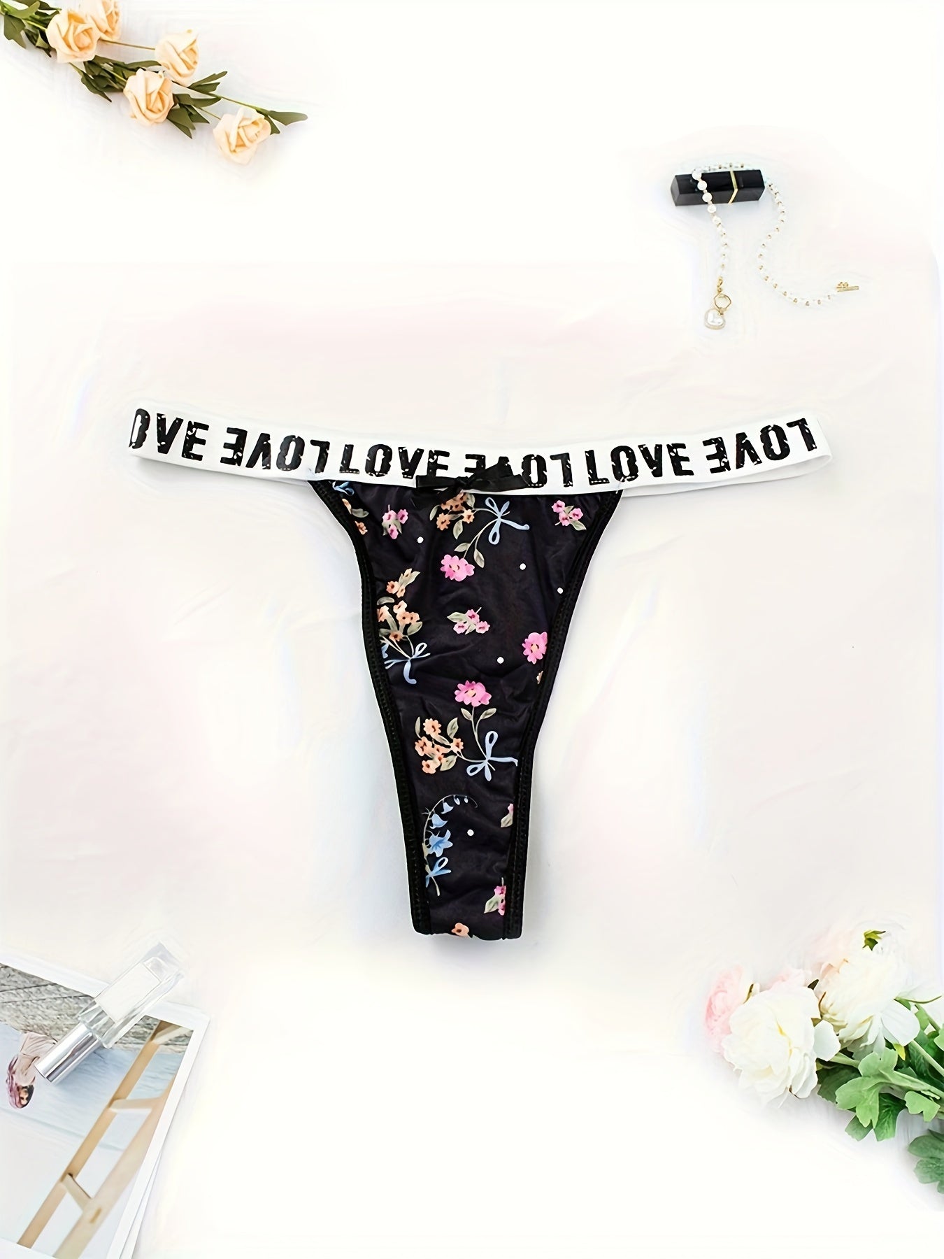 Women's Floral Lace Low Waist Thong Panties Sexy Lingerie