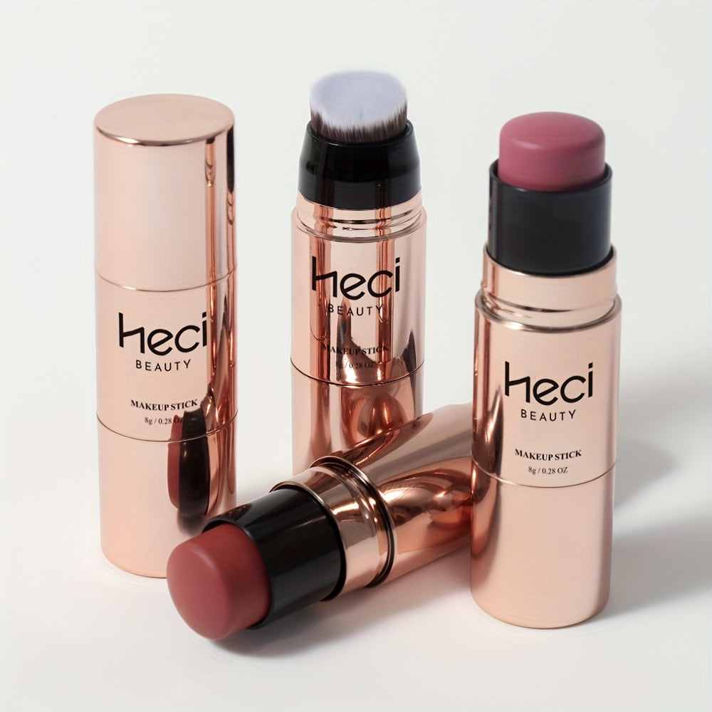 Женский водостойкий двусторонний румяна-стик с блеском для губ и тенями