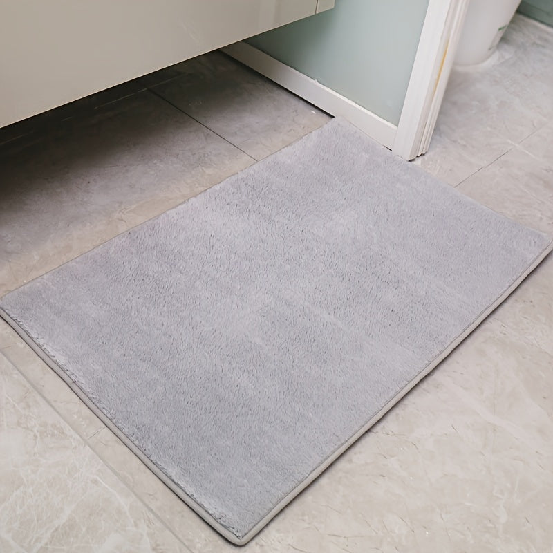 Oblong Bath Rug Non-Slip Quick-Dry Absorbent Polyester 1.8cm Thick