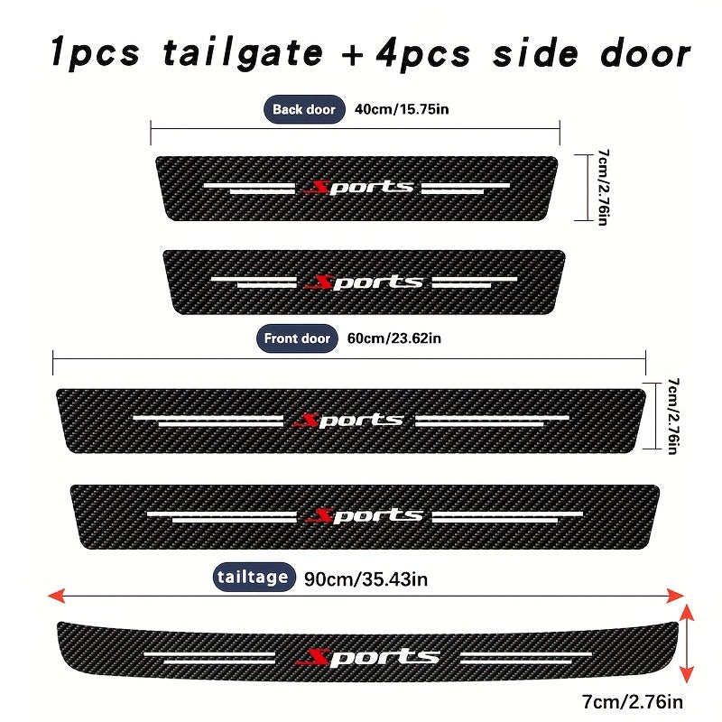 Universal Faux Leather Door Threshold Stickers Matte Finish Self-Adhesive Scratch-Resistant Carbon Fiber