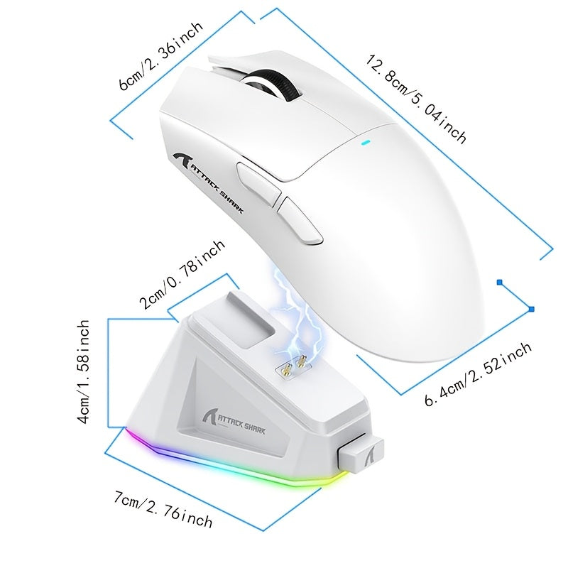 Gaming Mouse Wireless Wired with Magnetic Charging Dock PixArt PAW3311 Optical Sensor for PC Xbox PS Mac