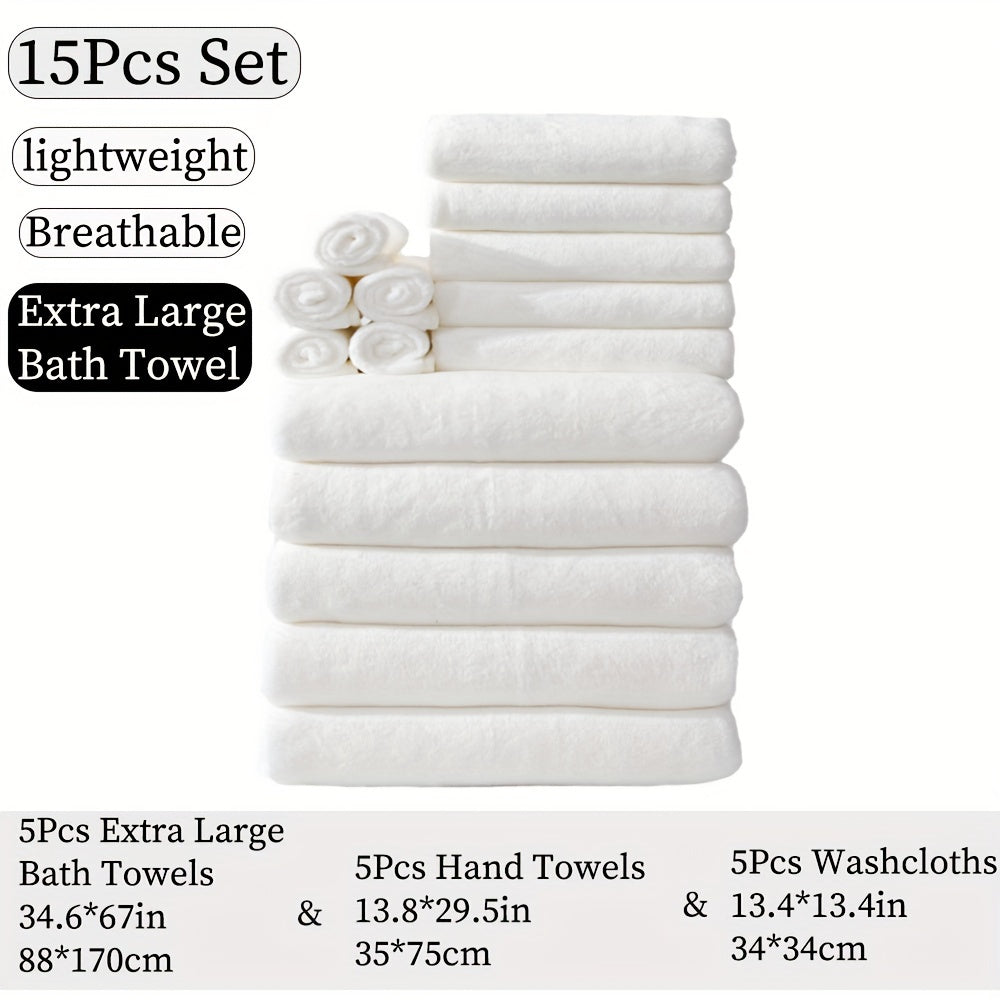 15-Piece Microfiber Towel Set for Home and Hotel Shower in Multiple Colors
