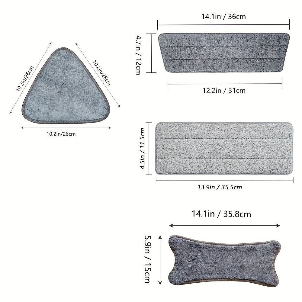 5 ta Mikroto'qima Mop Matolari to'plami - Nam va quruq tozalash uchun spray funksiyasi bilan uchburchak va to'g'ri burchakli almashtirish boshlarini o'z ichiga oladi, qayta ishlatiladigan