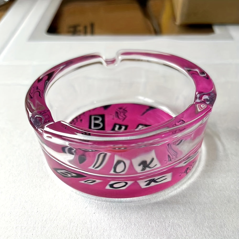 Pink Glass Ashtray Round 85mm for Home and Car Decor Gift