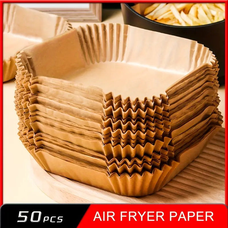 50 Pieces Square Non-Stick Air Fryer Liners Oven Microwave Safe Food-Safe Paper