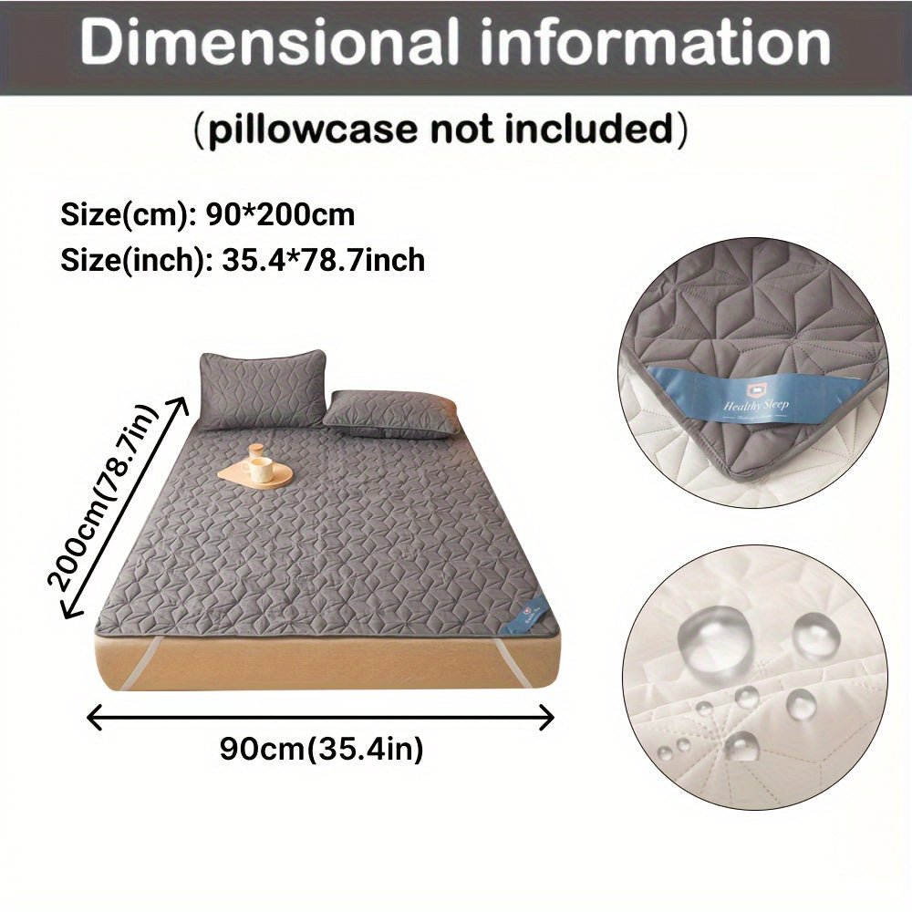 Водонепроницаемый стеганый защитный матрасник на 1 предмет (наволочка не включена), дышащая подкладка с эластичными ремнями для покрытия кровати, нескользящий топпер для всех сезонов, идеально подходит для Ид аль-Адха