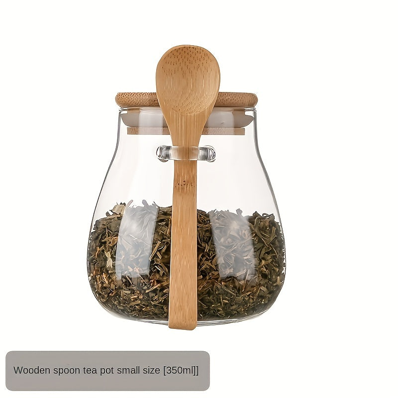 Tarro de almacenamiento de vidrio con cuchara para café, azúcar, té, sal, especias, organizador de cocina