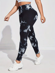 Plus Size Women's High-Waisted Stretch Pants Tie-Dye Quick-Dry Casual