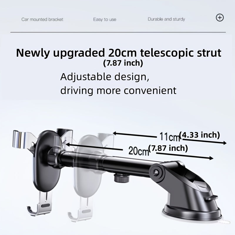 Universal Car Phone Mount Gravity Anti-Shake Suction Cup Holder Adjustable Dashboard Stand