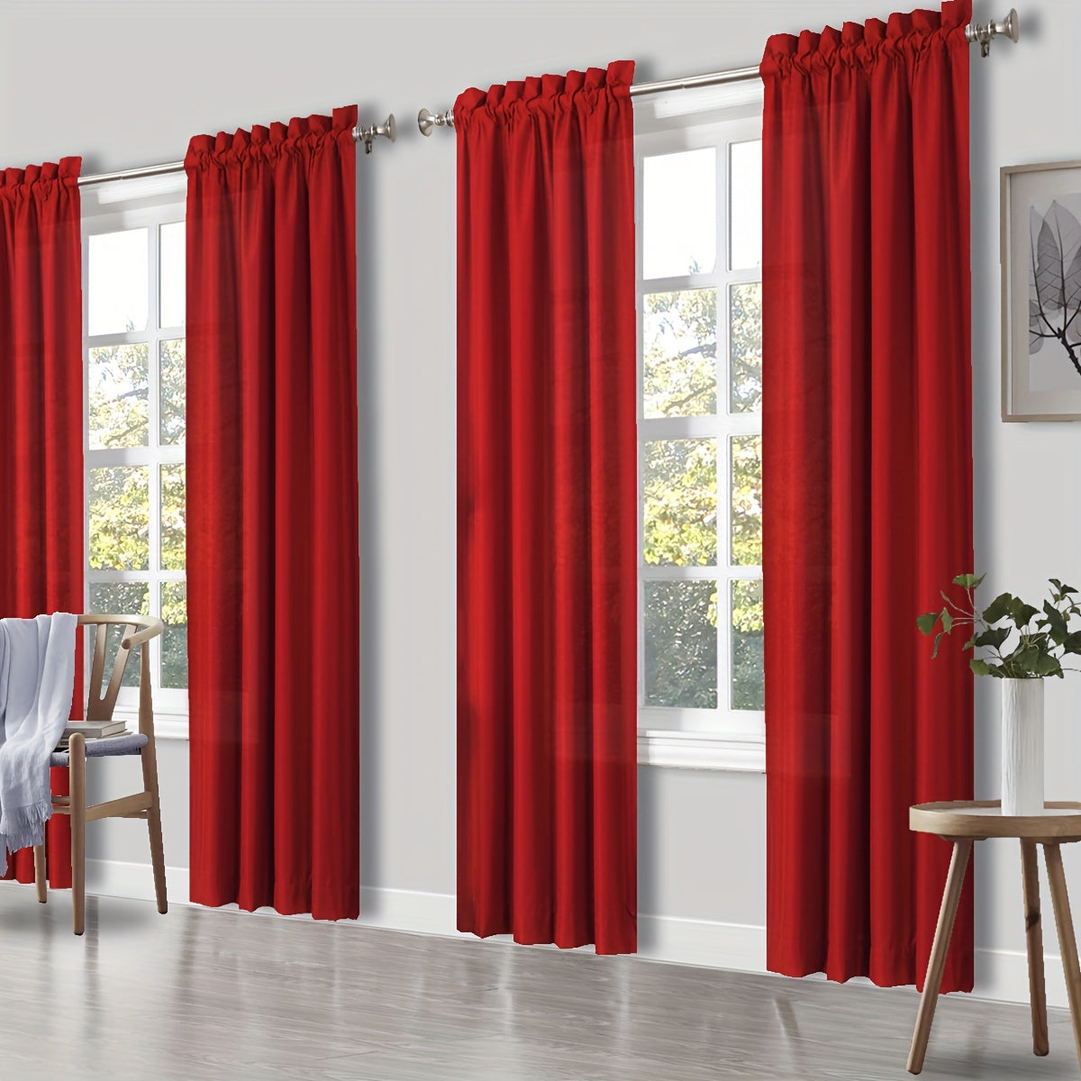 Set of 4 Red Light Filtering Curtains for Living Rooms and Bedrooms