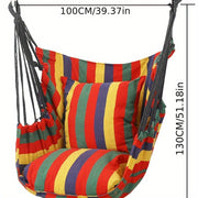 2 Outdoor Hammocks with Striped Pillows Portable Foldable for Camping and Relaxation