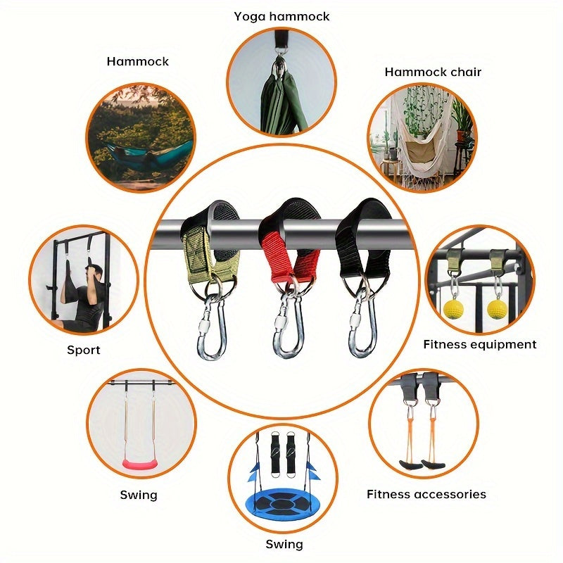 2pcs Tree Swing Straps Hanging Kit Nylon Outdoor Hammock Tire Saucer Green Black