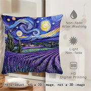 Starry Night Lavender Flannel Cushion Cover 45.72x45.72 cm Zippered Machine Washable