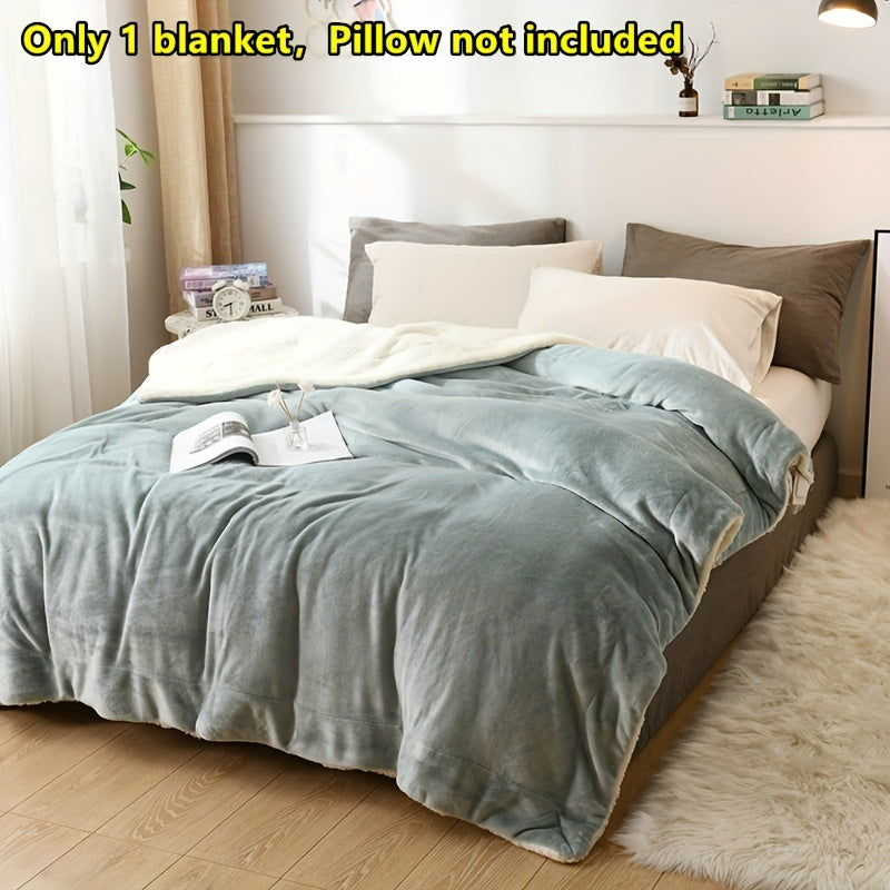 Double-Sided Plush Throw Blanket with Soft Warm Comfort Light Gray Fleece All-Season Knitted Bed Cover